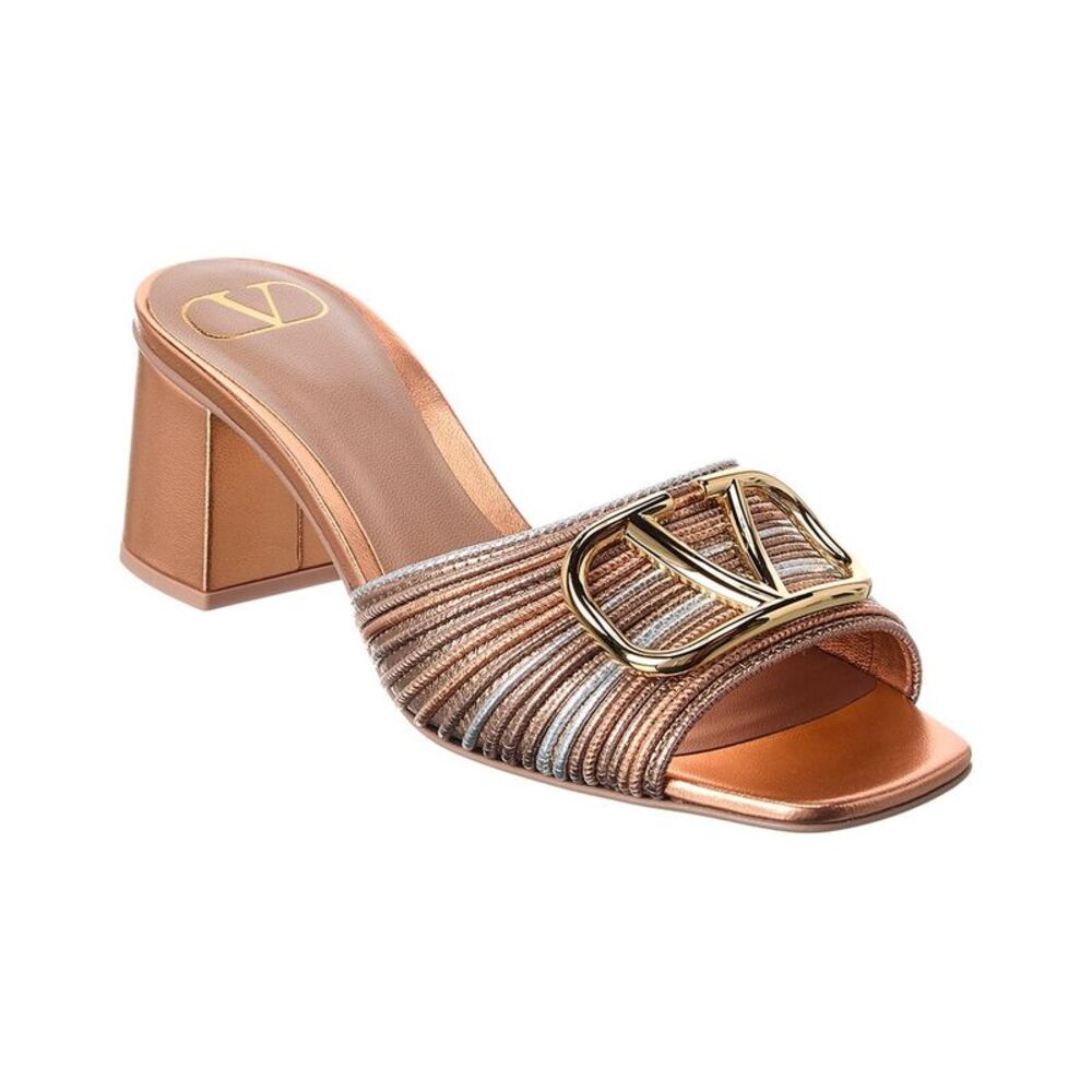 Valentino Vlogo Signature 60 Leather Sandal, Gold